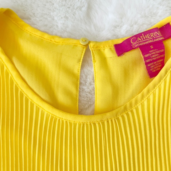 Catherine Malandrino Pleated A-Line Sleeveless Tank Top Key Hole Yellow Small - Picture 7 of 8